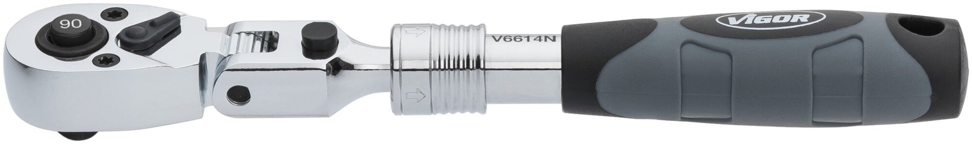 VIGOR Teleskop Gelenk-Umschaltknarre ∙ V6614N ∙ 1/4 Zoll (6,3 mm) Vierkant massiv ∙ 225 mm Produktbild img1 L