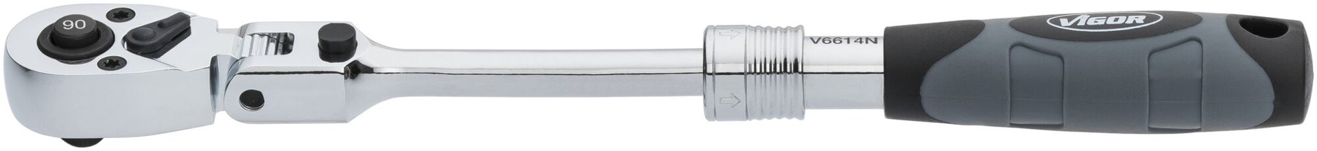 VIGOR Teleskop Gelenk-Umschaltknarre ∙ V6614N ∙ 1/4 Zoll (6,3 mm) Vierkant massiv ∙ 225 mm Produktbild img6 L