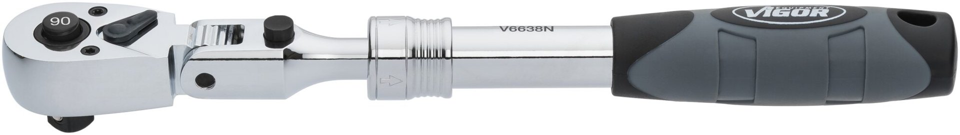 VIGOR Teleskop Gelenk-Umschaltknarre ∙ V6638N ∙ 3/8 Zoll (10 mm) Vierkant massiv ∙ 350 mm Produktbild img1 L