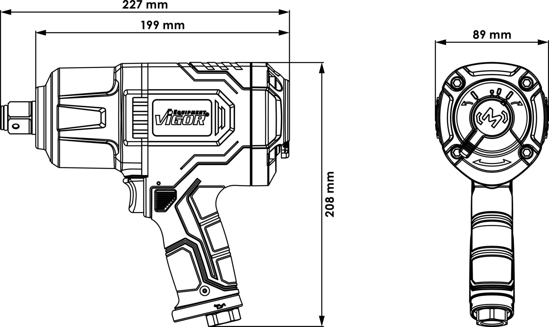 VIGOR Schlagschrauber ∙ V6900 ∙ Lösemoment maximal [Nm]: 2300 Nm ∙ 3/4 Zoll (20 mm) Vierkant massiv ∙ Hochleistungs-Doppelhammer-Schlagwerk Produktbild img9 L