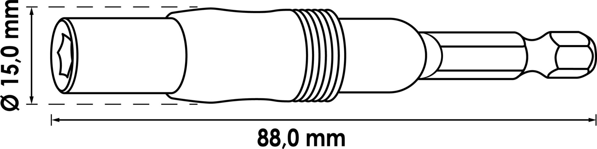 VIGOR Bithalter ∙ mit Gelenk ∙ V7600 ∙ 1/4 Zoll (6,3 mm) Sechskant massiv ∙ 1/4 Zoll (6,3 mm) Sechskant hohl ∙ 88 mm Produktbild img10 L