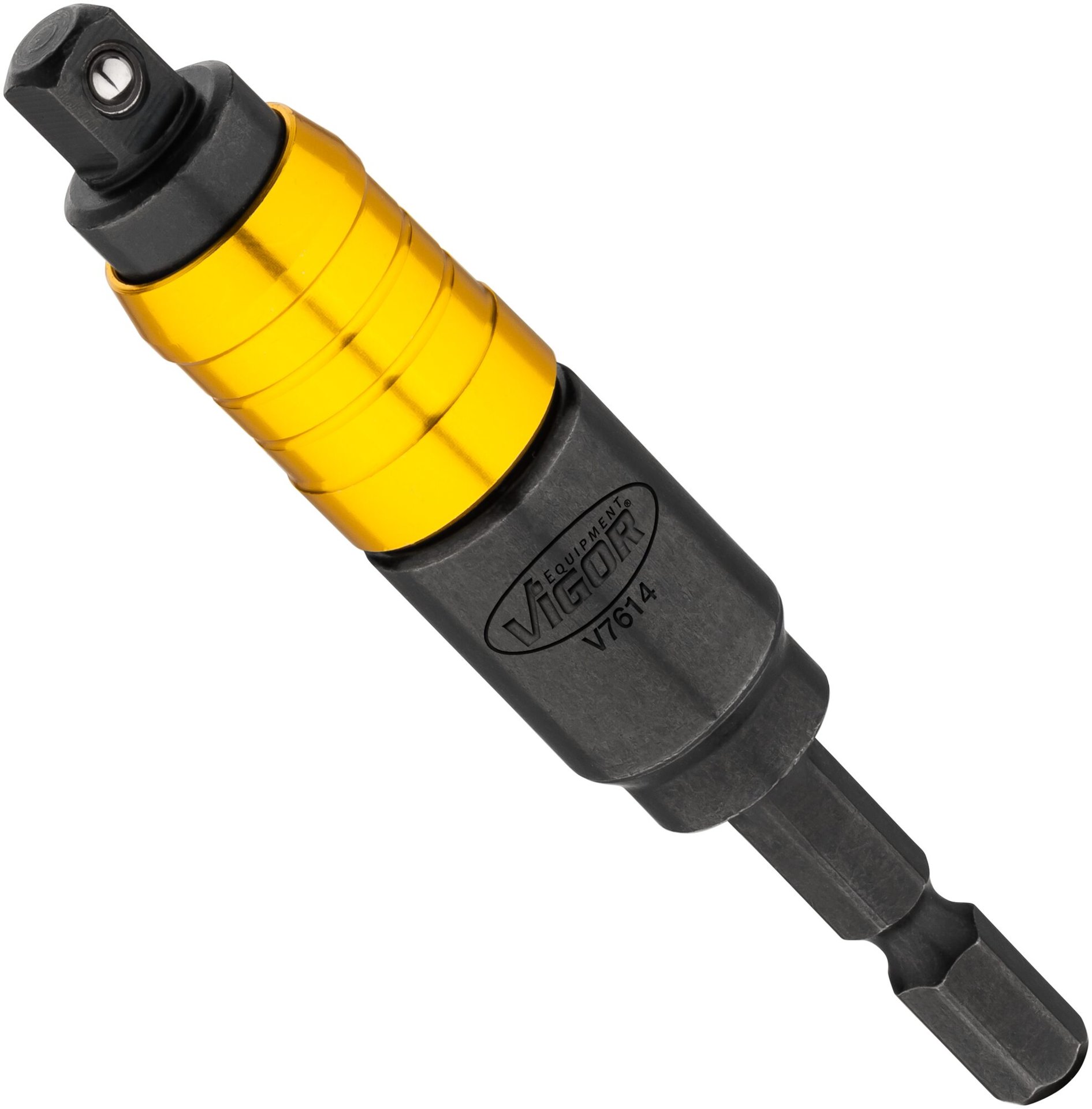 VIGOR Steckschlüssel Adapter ∙ mit Gelenk ∙ V7614 ∙ 1/4 Zoll (6,3 mm) Sechskant massiv ∙ 1/4 Zoll (6,3 mm) Vierkant massiv ∙ 16 mm Produktbild img1 L