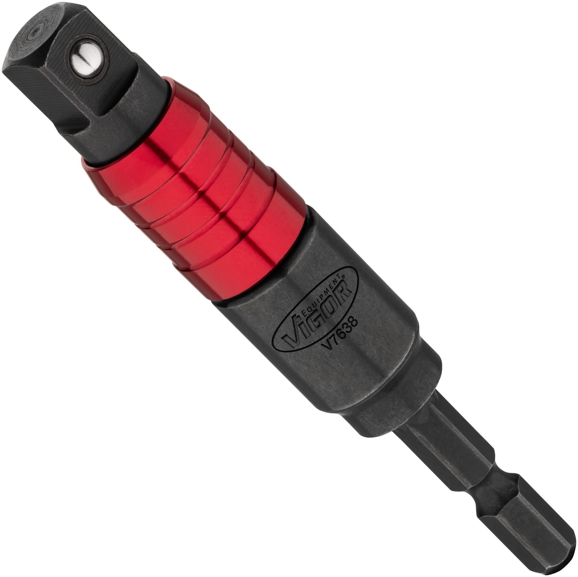 VIGOR Steckschlüssel Adapter ∙ mit Gelenk ∙ V7638 ∙ 1/4 Zoll (6,3 mm) Sechskant massiv ∙ 3/8 Zoll (10 mm) Vierkant massiv ∙ 16 mm Produktbild img1 L