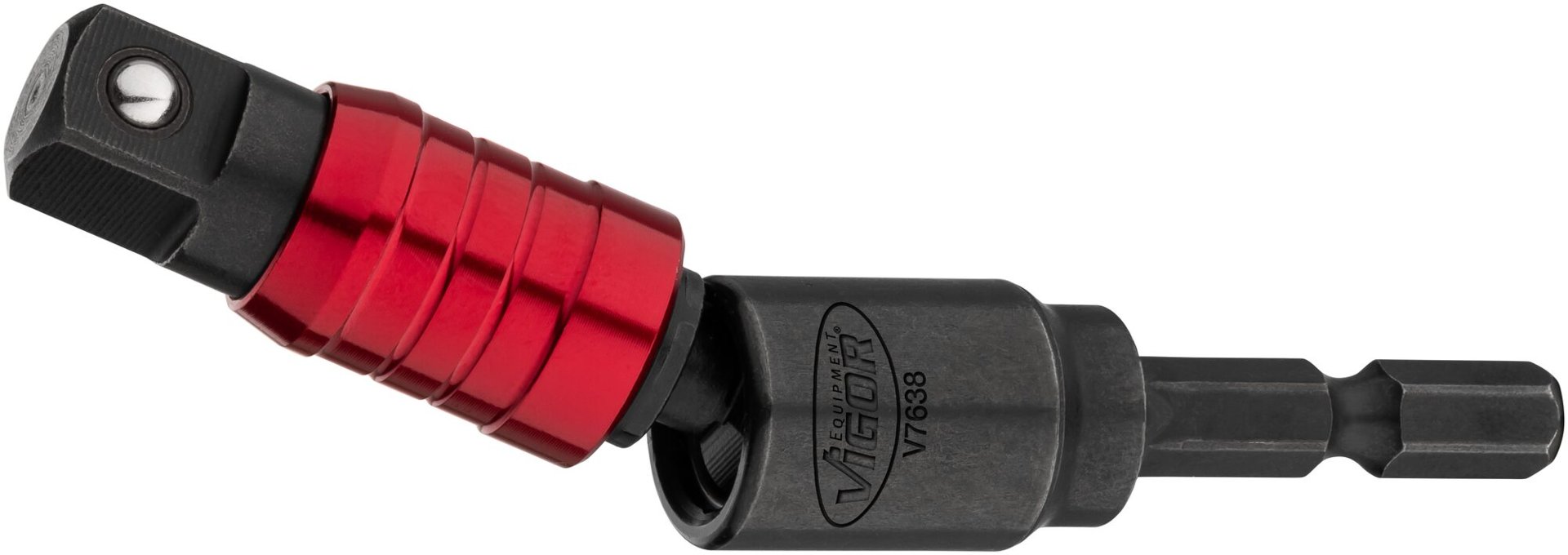 VIGOR Steckschlüssel Adapter ∙ mit Gelenk ∙ V7638 ∙ 1/4 Zoll (6,3 mm) Sechskant massiv ∙ 3/8 Zoll (10 mm) Vierkant massiv ∙ 16 mm Produktbild img3 L