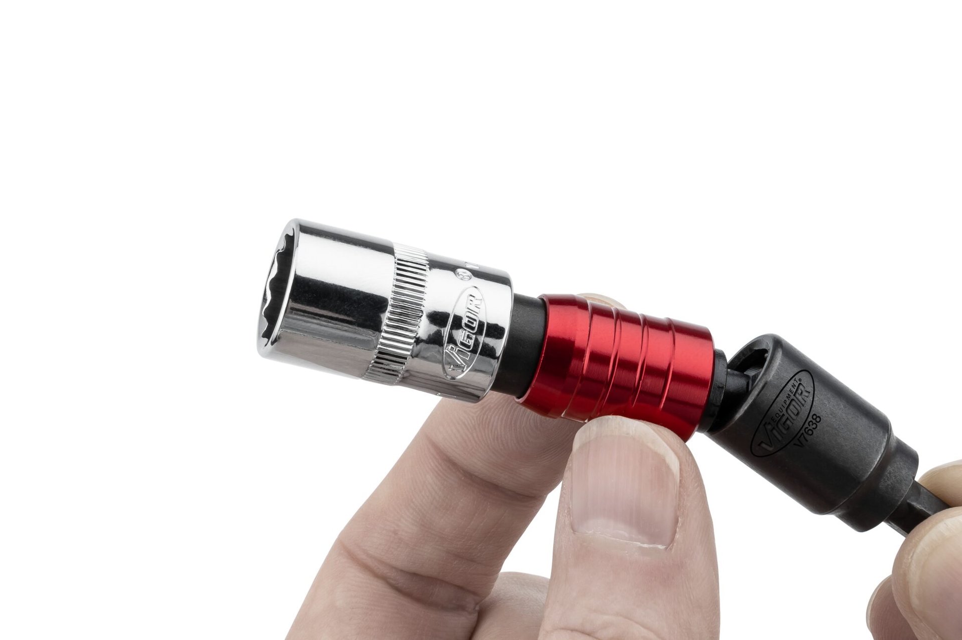 VIGOR Steckschlüssel Adapter ∙ mit Gelenk ∙ V7638 ∙ 1/4 Zoll (6,3 mm) Sechskant massiv ∙ 3/8 Zoll (10 mm) Vierkant massiv ∙ 16 mm Produktbild img6 L