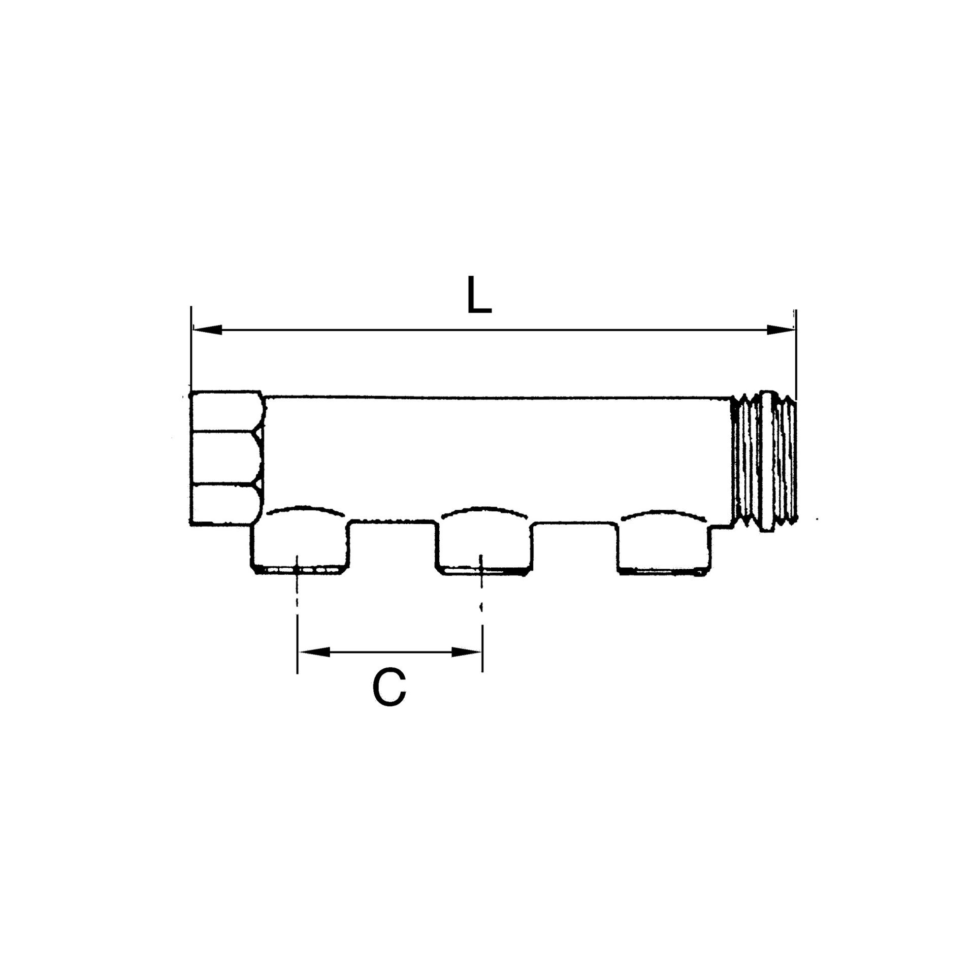 RIEGLER Verteilerrohr, 2 Abgänge, Eingang 2x1 1/4, Ausgang 2x1/2 IG, MS Produktbild img2 L