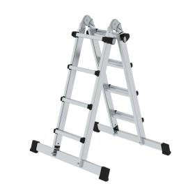 MUNK Teleskopleiter 4-teilig mit Traverse 4x4 Sprossen Produktbild