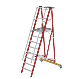 MUNK Plattformleiter GFK/Alu klappbar und fahrbar mit GFK-Handlauf Produktbild