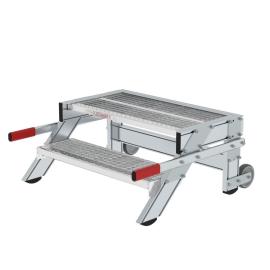 MUNK Arbeitspodest fahrbar, Stufenbreite 800 mm, Stahl-Gitterrost Produktbild
