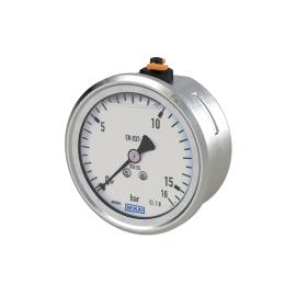 RIEGLER Glyzerinmanometer , CrNi-Stahl, G 1/4 hinten zentr., 0-160,0 bar, Ø 63 Produktbild