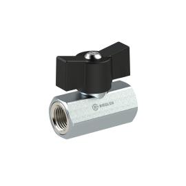 RIEGLER Mini-Kugelhahn, sandgestrahlt, MS vernickelt , Flügelgriff, G 1/2 IG Produktbild