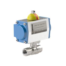 RIEGLER Messingkugelhahn, pneumatisch Stellantrieb federöffnend, Rp 1 1/4 Produktbild