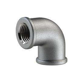 RIEGLER Winkel 90, 90°, IG/IG, Rp 1, schwarzer Temperguss feuerverzinkt Produktbild