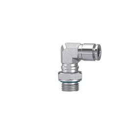 RIEGLER L-Steckverschraubung, drehbar, G 3/8 a., Schlauch-Ø 14, ES 1.4404 Produktbild