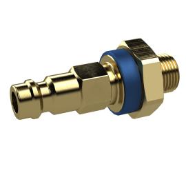 RIEGLER Unverwechselbarer Nippel NW 5, Messing blank, G 1/4 AG, blau Produktbild