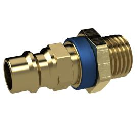 RIEGLER Unverwechselbarer Nippel NW 7,8, Messing blank, G 1/4 AG, blau Produktbild