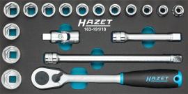 HAZET Steckschlüssel Satz 163-191/18 ∙ 1/2 Zoll (12,5 mm) Vierkant hohl ∙ Außen Sechskant-Tractionsprofil ∙ 18-teilig ∙ 10 – 27 Produktbild