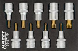 HAZET Schraubendreher-Steckschlüsseleinsatz Satz ∙ TORX® 163-271/9 ∙ 1/2 Zoll (12,5 mm) Vierkant hohl ∙ Innen TORX® Profil ∙ 9-teilig ∙ T20 – T60 Produktbild