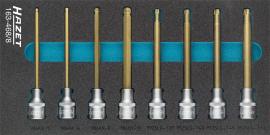 HAZET Schraubendreher-Steckschlüsseleinsatz Satz 163-468/8 ∙ 1/2 Zoll (12,5 mm) Vierkant hohl ∙ Innen Sechskant Profil, Innen TORX® Profil ∙ 8-teilig ∙ 5 ∙ 6 ∙ 8 ∙ 10 ∙ T30 ∙ T40 ∙ T45 ∙ T50 Produktbild