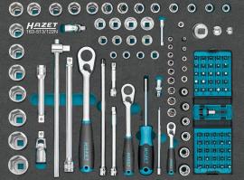 HAZET Steckschlüssel Satz 163-513/122N ∙ 1/4 Zoll (6,3 mm) Vierkant hohl, 3/8 Zoll (10 mm) Vierkant hohl, 1/2 Zoll (12,5 mm) Vierkant hohl, 1/4 Zoll (6,3 mm) Sechskant massiv ∙ Außen Sechskant-Tractionsprofil, Außen TORX® Profil, Tamper Resistant TORX® Profil, Produktbild