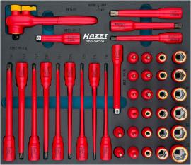 HAZET Steckschlüssel Satz ∙ schutzisoliert 163-545/41 ∙ 3/8 Zoll (10 mm) Vierkant hohl ∙ Außen Sechskant-Tractionsprofil, Innen TORX® Profil, Innen Sechskant Profil, Innen Vielzahn Profil XZN ∙ 41-teilig ∙ 5 – 22 ∙ M8 – M12 ∙ T10 – T50 Produktbild
