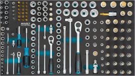 HAZET Steckschlüssel Satz 163-549/160N ∙ 1/4 Zoll (6,3 mm) Vierkant hohl, 3/8 Zoll (10 mm) Vierkant hohl, 1/2 Zoll (12,5 mm) Vierkant hohl, 1/4 Zoll (6,3 mm) Sechskant massiv ∙ Außen Sechskant-Tractionsprofil, Außen TORX® Profil, Innen TORX® Profil, Innen Vielz Produktbild