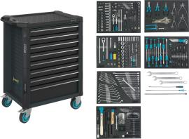 HAZET Werkstattwagen Assistent 179NT ∙ Sortiment 179NT-8-RAL7016/2 ∙ 264-teilig ∙ Schubladen, flach: 7× 81 x 522 x 398 mm ∙ Schubladen, hoch: 1× 166 x 522 x 398 mm Produktbild