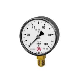 RIEGLER Kapselfedermanometer, G 1/4 radial unten, -60 / 0 mbar, Ø 63 Produktbild
