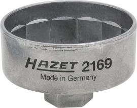 HAZET Ölfilterschlüssel 2169 ∙ 3/8 Zoll (10 mm) Vierkant hohl ∙ Außen 14-kant Profil ∙ SW 74 mm Produktbild