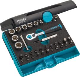 HAZET Steckschlüssel Satz 2200/36 ∙ 1/4 Zoll (6,3 mm) Vierkant hohl, 1/4 Zoll (6,3 mm) Sechskant massiv ∙ Außen Sechskant-Tractionsprofil, Schlitz Profil, Kreuzschlitz Profil PH, Pozidriv Profil PZ, Innen Sechskant Profil, Tamper Resistant TORX® Profil ∙ 36-tei Produktbild