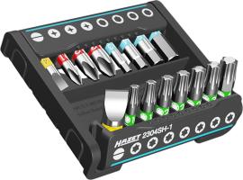 HAZET SmartHolder mit 16 Bits ∙ kurz 2304SH-1 ∙ 1/4 Zoll (6,3 mm) Sechskant massiv ∙ Schlitz Profil, Kreuzschlitz Profil PH, Innen Sechskant Profil, Innen TORX® Profil ∙ 16-teilig ∙ PH1 – PH3 ∙ 3 – 6 mm ∙ T10 – T40 Produktbild