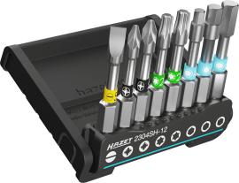HAZET SmartHolder mit 8 Bits ∙ lang 2304SH-12 ∙ 1/4 Zoll (6,3 mm) Sechskant massiv ∙ Schlitz Profil, Innen Sechskant Profil, Kreuzschlitz Profil PH, Pozidriv Profil PZ, Innen TORX® Profil ∙ 8-teilig ∙ PZ1 ∙ PZ2 ∙ 4 ∙ 5 ∙ 6 mm ∙ T20 ∙ T25 ∙ Produktbild