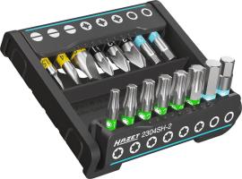 HAZET SmartHolder mit 16 Bits ∙ kurz 2304SH-2 ∙ 1/4 Zoll (6,3 mm) Sechskant massiv ∙ Schlitz Profil, Pozidriv Profil PZ, Innen TORX® Profil ∙ 16-teilig ∙ PZ1 – PZ3 ∙ 3 – 6 mm ∙ T10 – T40 Produktbild
