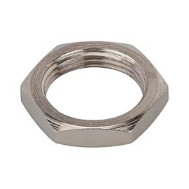 RIEGLER Sechskant-Gegenmutter, M12x0,75, Messing vernickelt Produktbild
