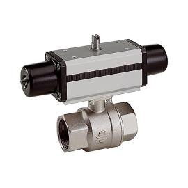 RIEGLER Messingkugelhahn, pneumatisch Stellantrieb, einfachwirkend, Rp 3/4 Produktbild