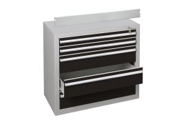 Schulte Schubladenblock 900 x 1000 x 500 mm, K/S RAL 7035 lichtgrau/RAL 9005 tiefschwarz, Schubladen 2 x 100 mm, 3 x 200 mm Produktbild
