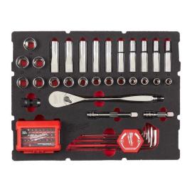 Milwaukee 70-teilige Einlage für PACKOUT Koffer mit Schubladen Sechskantschlüssel, SHOCKWAVE Bits & 1/2" Ratschen u. Steckschlüsseleinsätze Einlage Produktbild