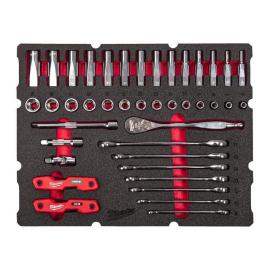 Milwaukee 55-teilige Einlage für PACKOUT Koffer mit Schubladen 3/8" Ratschen- u. Steckschlüsseleinsätze, Ratschen-Ringmaulschlüssel Einlage Produktbild