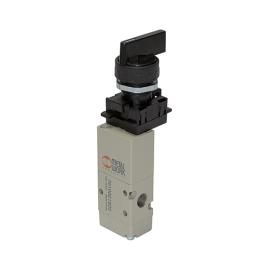 RIEGLER 3/2-Wegeventil, man.Drehhebel lang, NC bistabil G1/8, 3 Schaltst. Produktbild