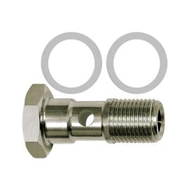 RIEGLER Hohlschraube, PTFE-Dichtring, einfach, G 1/2, Edelstahl 1.4404 Produktbild