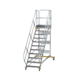 MUNK Plattformtreppe 45° fahrbar Stufenbreite 800 mm Aluminium geriffelt Produktbild