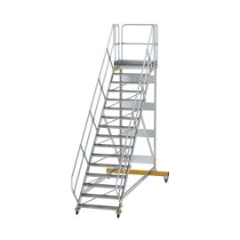 MUNK Plattformtreppe 45° fahrbar Stufenbreite 1000mm Aluminium geriffelt Produktbild