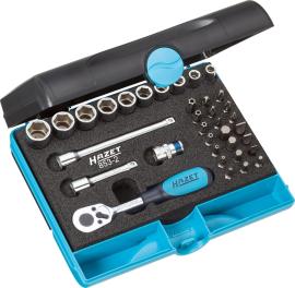 HAZET Steckschlüssel Satz 853-2 ∙ 1/4 Zoll (6,3 mm) Vierkant hohl ∙ Außen Sechskant-Tractionsprofil, Kreuzschlitz Profil PH, Pozidriv Profil PZ, Schlitz Profil, Tamper Resistant TORX® Profil ∙ 35-teilig ∙ 3 – 14 ∙ PH1 – PH3 ∙ PZ1 – PZ3 ∙ T10H – T40H Produktbild