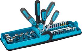 HAZET Steckschlüssel Satz 856-1 ∙ 1/4 Zoll (6,3 mm) Vierkant hohl, 1/4 Zoll (6,3 mm) Sechskant massiv ∙ Außen Sechskant-Tractionsprofil, Schlitz Profil, Kreuzschlitz Profil PH, Pozidriv Profil PZ, Innen Sechskant Profil, Tamper Resistant TORX® Profil ∙ 38-teili Produktbild