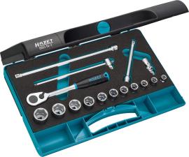 HAZET Steckschlüssel Satz 880N-1 ∙ 3/8 Zoll (10 mm) Vierkant hohl ∙ Außen Sechskant-Tractionsprofil ∙ 16-teilig ∙ 8 – 22 Produktbild