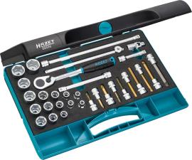 HAZET Steckschlüssel Satz 885N ∙ 3/8 Zoll (10 mm) Vierkant hohl ∙ Außen Sechskant-Tractionsprofil, Innen Sechskant Profil, Kreuzschlitz Profil PH, Schlitz Profil ∙ 32-teilig ∙ 4 – 22 ∙ PH1 – PH3 Produktbild