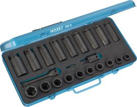 HAZET Schlag-, Maschinenschrauber Steckschlüssel Satz 900S ∙ 1/2 Zoll (12,5 mm) Vierkant hohl ∙ Außen Sechskant-Tractionsprofil ∙ 23-teilig ∙ 13 – 27 Produktbild