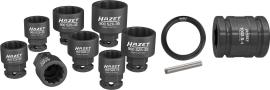 HAZET Schlag-, Maschinenschrauber Steckschlüssel Satz 900SZ6/11 ∙ 1/2 Zoll (12,5 mm) Vierkant hohl, 24 mm Außen-Sechskant ∙ Außen Doppelsechskant-Tractionsprofil ∙ 11-teilig ∙ 19 ∙ 21 ∙ 22 ∙ 24 ∙ 27 ∙ 30 ∙ 32 ∙ 36 Produktbild
