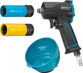 HAZET Schlagschrauber Satz 9012M/4 ∙ Lösemoment maximal [Nm]: 1100 Nm ∙ 1/2 Zoll (12,5 mm) Vierkant massiv ∙ 4-teilig ∙ 17 ∙ 19 ∙ Jumbohammer-Schlagwerk Produktbild