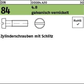 Reyher DIN 84 4.8 galvanisch vernickelt Zylinderschrauben mit Schlitz Produktbild